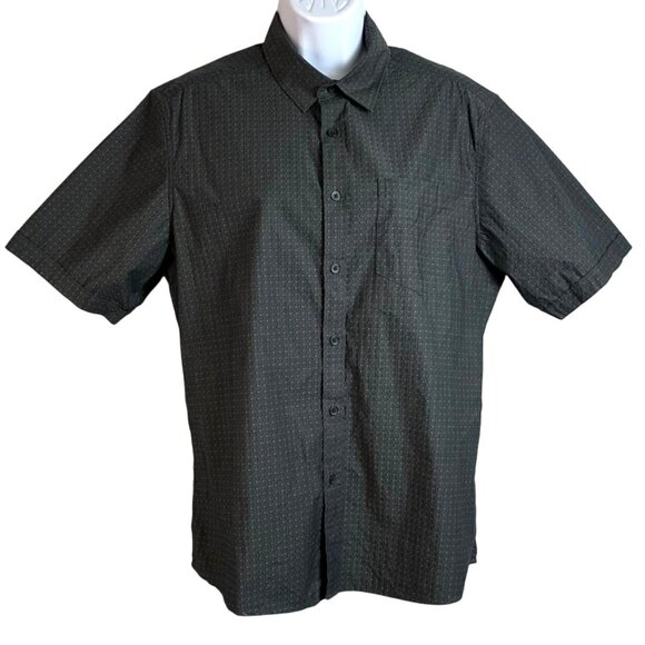 Apt. 9 Black Geo Textured Short Sleeve Standard Fit Button Up Shirt Men's Size M - Picture 1 of 10